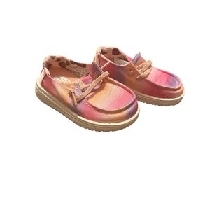 Hey Dude Kids Moccasins in Pink and Orange